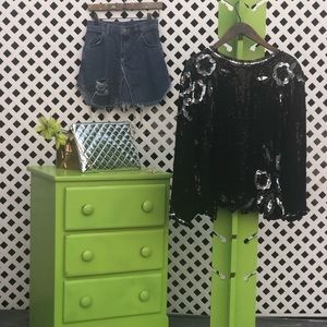 Black and Silver Sequins Top